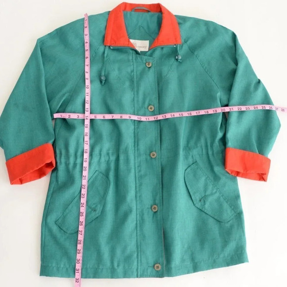 Vintage North Country Green Button and Zip Up Spring Jacket with Shoulder Pads S - Picture 5 of 13